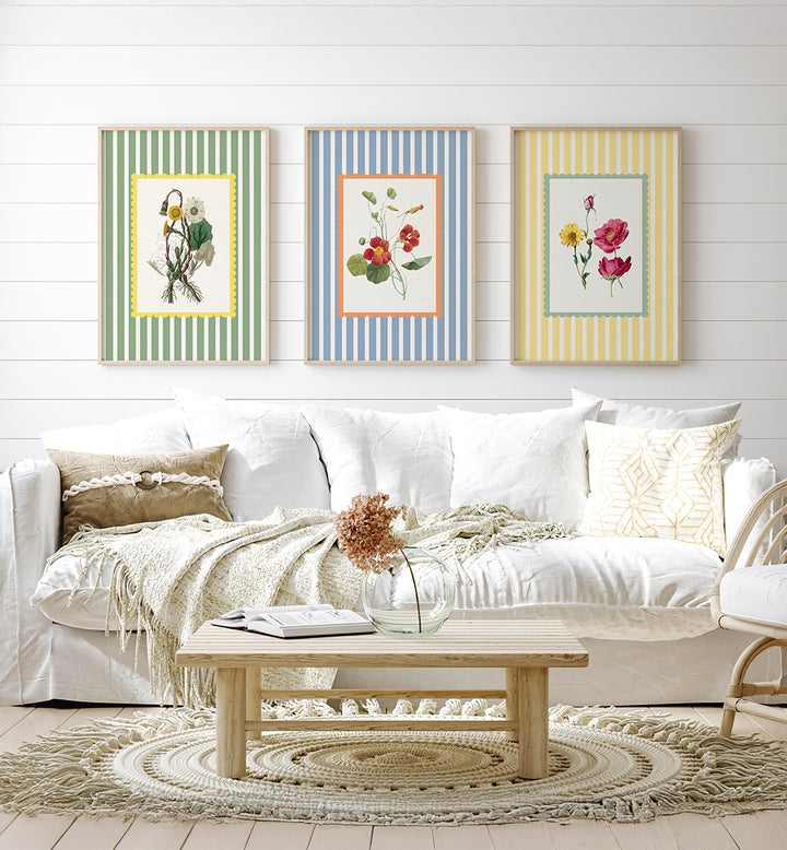 VINTAGE BLOSSOM , SET OF 3 PAINTINGS