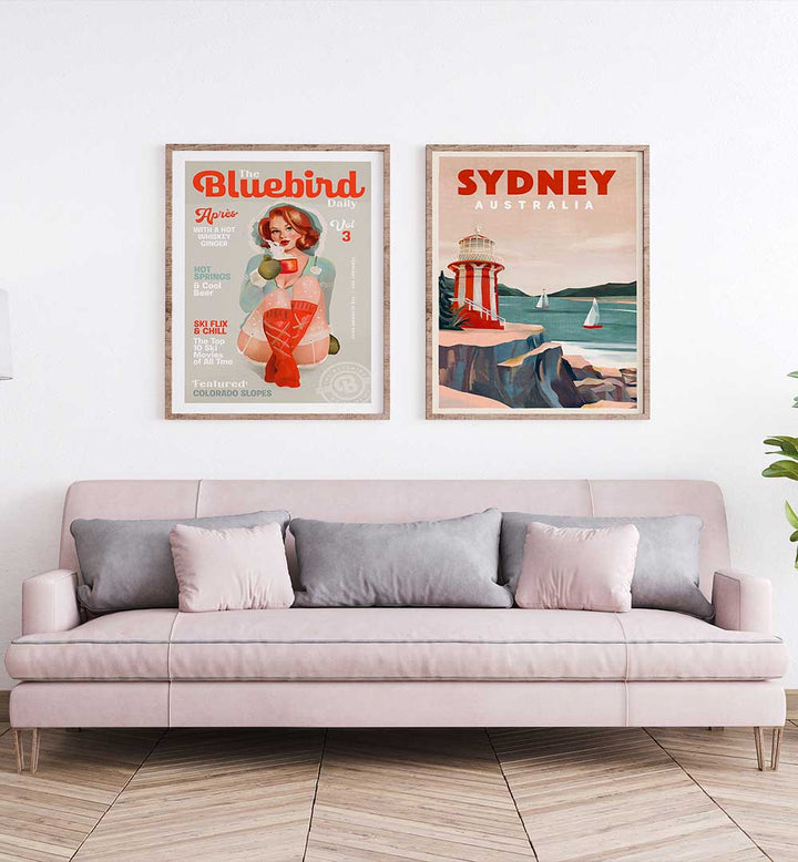 VINTAGE ESCAPE SET , SET OF 2 PAINTINGS