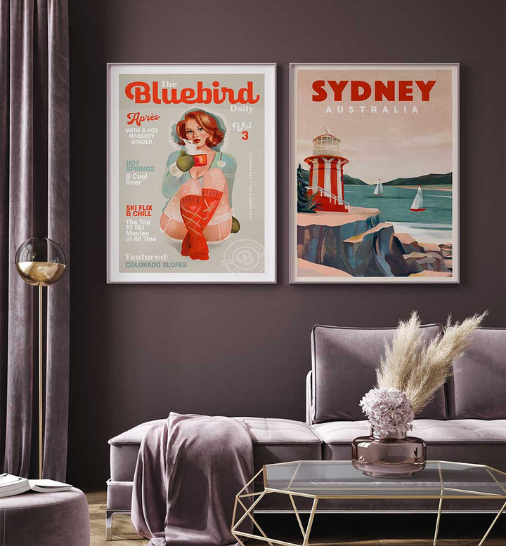 VINTAGE ESCAPE SET , SET OF 2 PAINTINGS