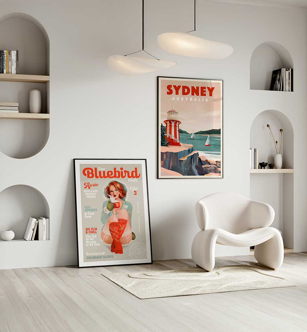 VINTAGE ESCAPE SET , SET OF 2 PAINTINGS