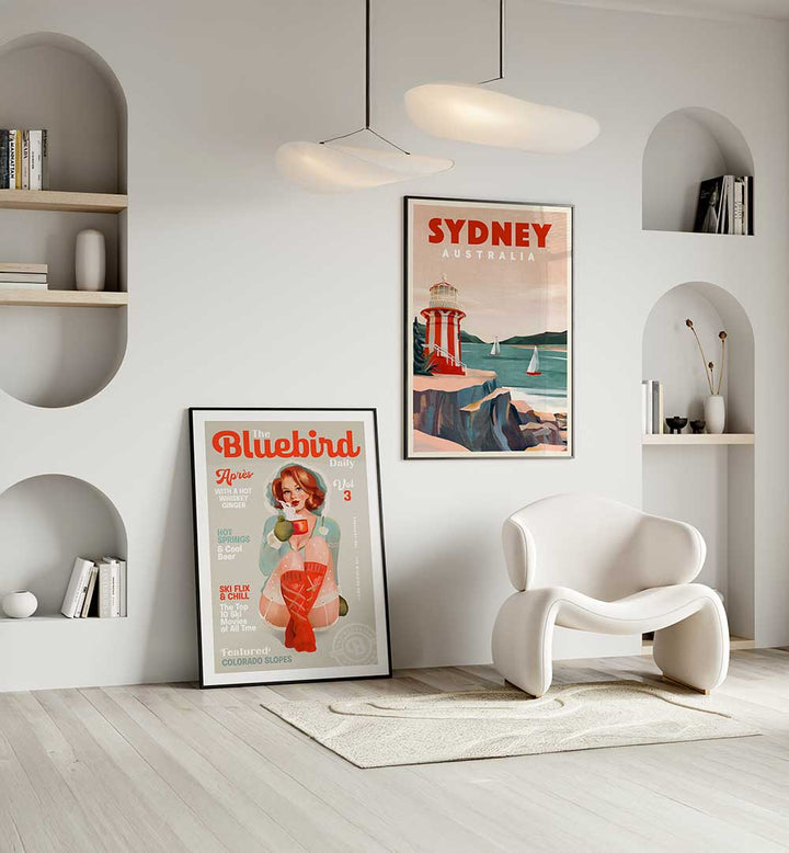 VINTAGE ESCAPE SET , SET OF 2 PAINTINGS