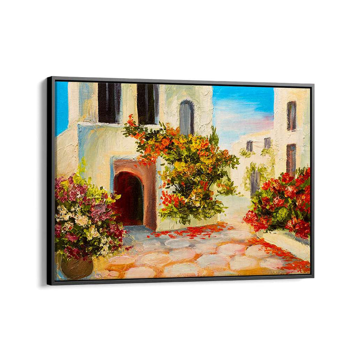 Vintage Stones and Flowers Vintage European Paintings in Black Floater Frame