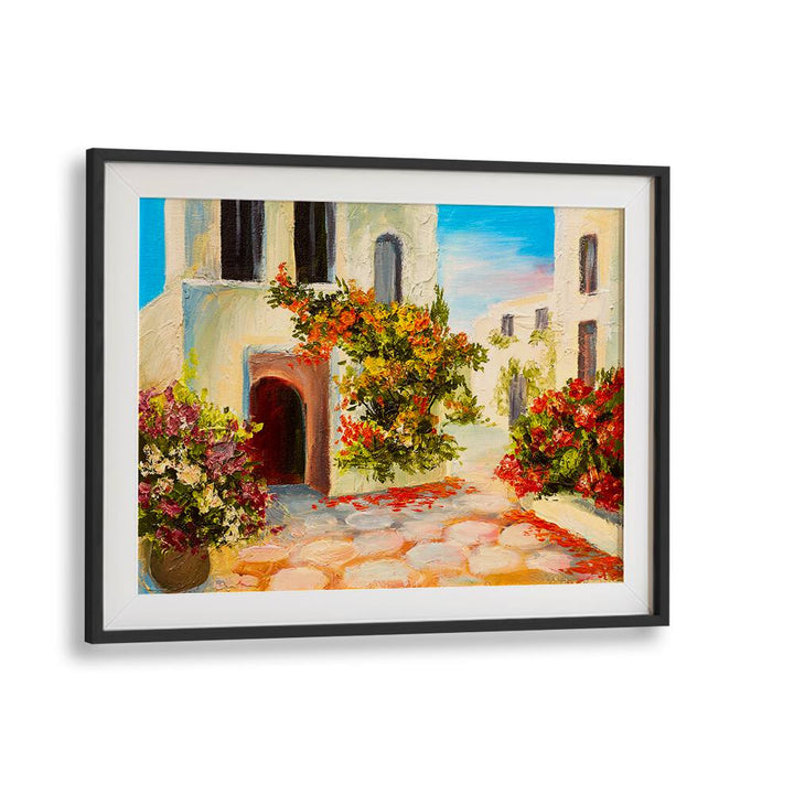 Vintage Stones and Flowers Vintage European Paintings in Black Frame With Mount