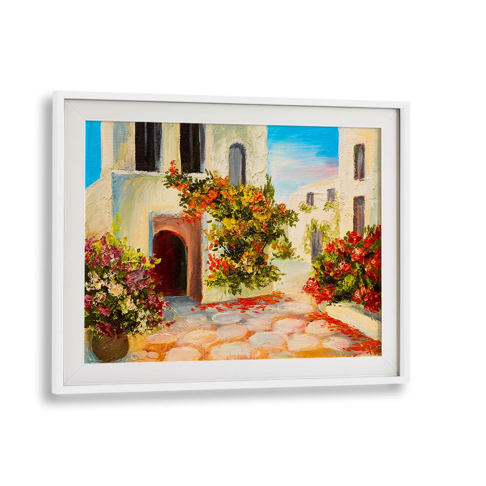 Vintage Stones and Flowers Vintage European Paintings in White Frame With Mount