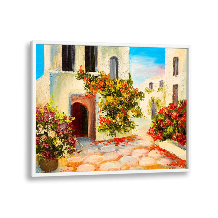 Vintage Stones and Flowers Vintage European Paintings in White Plain Frame