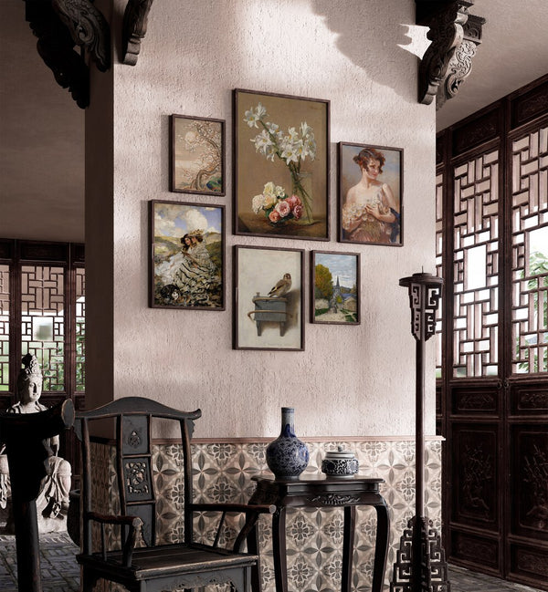 Vintage Gallery Wall III features framed art prints, creating a nostalgic aesthetic for stunning gallery walls.
