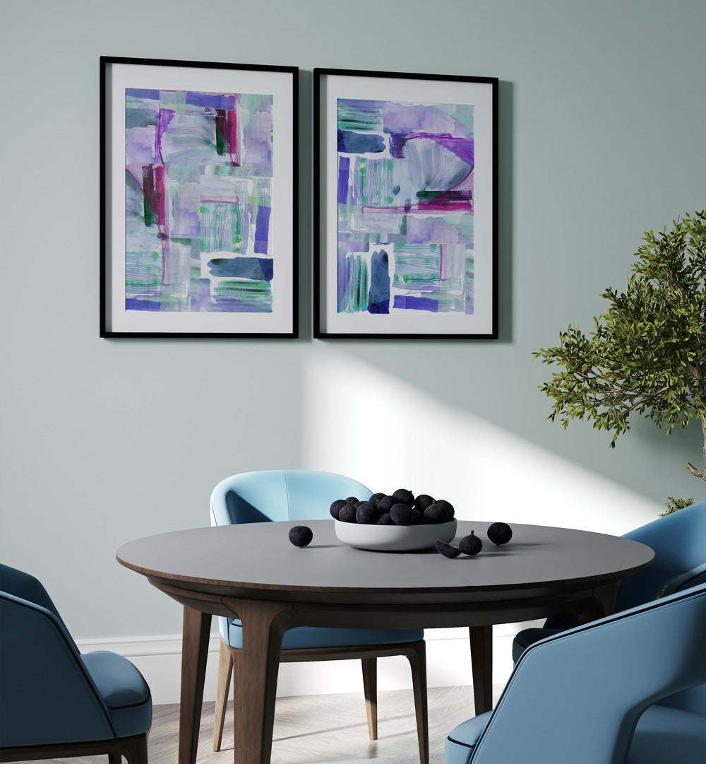 VIOLET ECHOES SET , SET OF 2 PAINTINGS