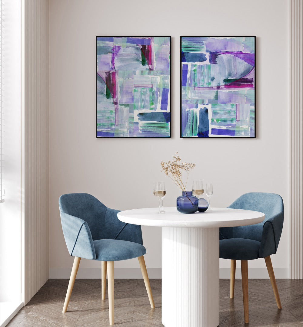 VIOLET ECHOES SET , SET OF 2 PAINTINGS