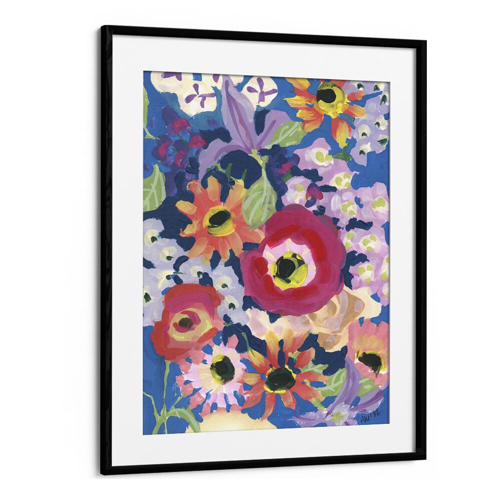 Viva Magenta Poppy By Ania Zwara Botanical Art Prints Floral Paintings in Black Frame With Mount