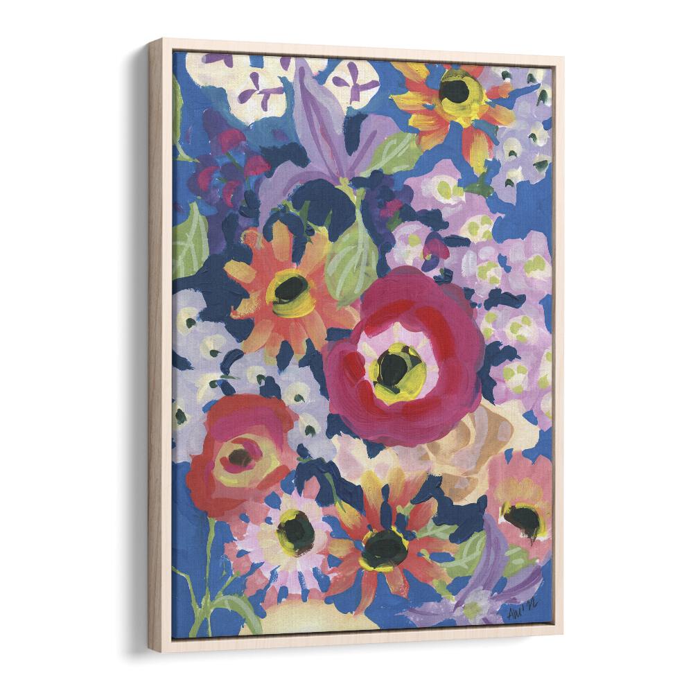 Viva Magenta Poppy By Ania Zwara Botanical Art Prints Floral Paintings in Oak Wood Floater Frame