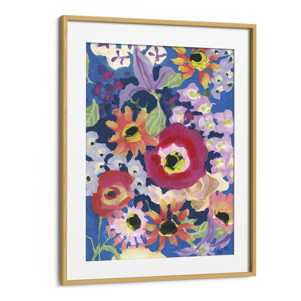 Viva Magenta Poppy By Ania Zwara Botanical Art Prints Floral Paintings in Oak Wood Frame With Mount