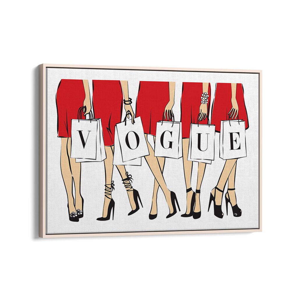 Vogue Girls by Martina Fashion Paintings Fashion Posters in Oak Wood Floater Frame