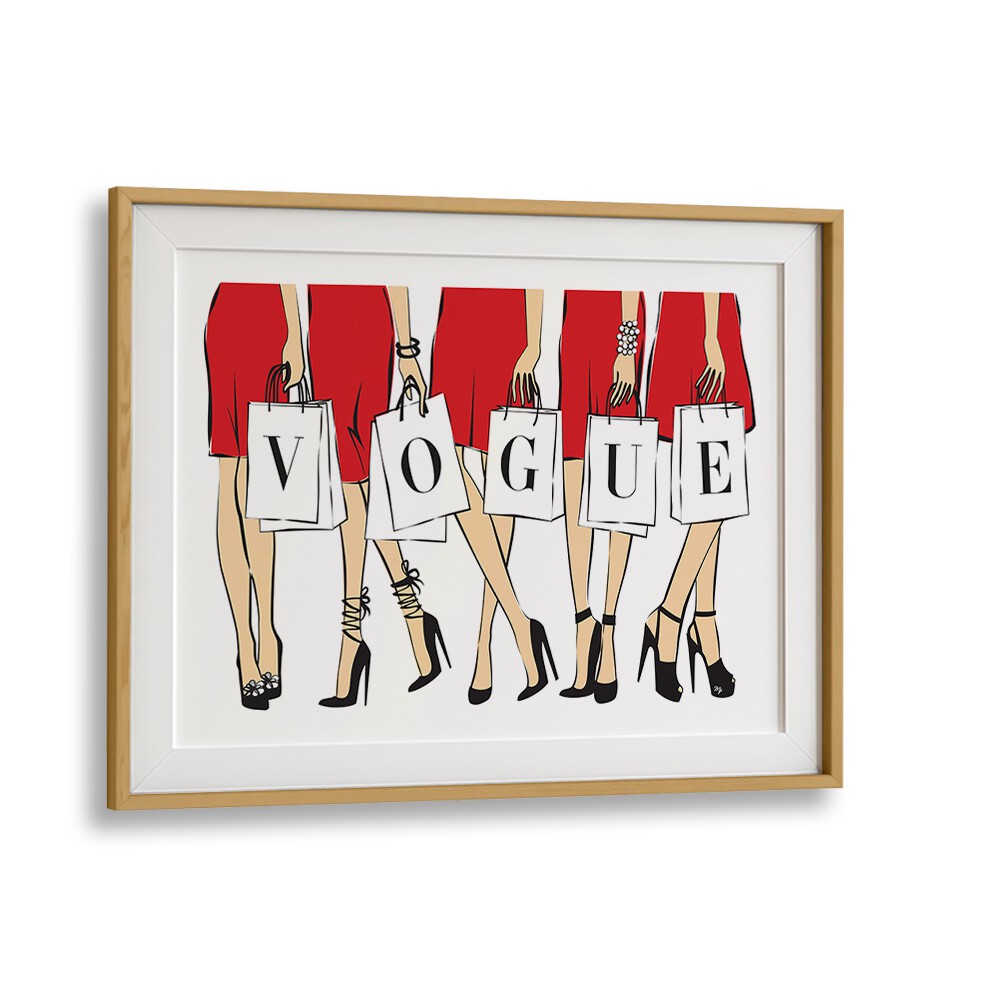 Vogue Girls by Martina Fashion Paintings Fashion Posters in Oak Wood Frame With Mount