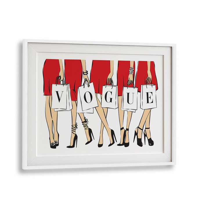 Vogue Girls by Martina Fashion Paintings Fashion Posters in White Frame With Mount