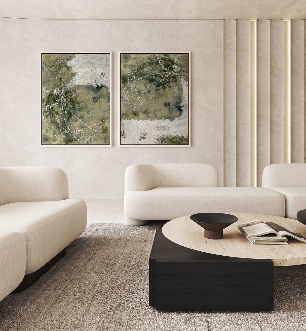 WABI-SABI SET, SET OF 2 PAINTINGS brings elegance and simplicity to your space, celebrating beauty in imperfection.