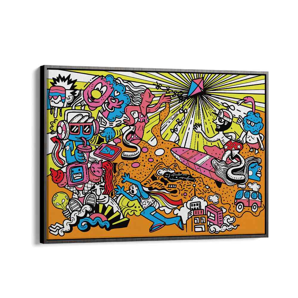 Wacky World Comic Art Artwork in Black Floater Frame