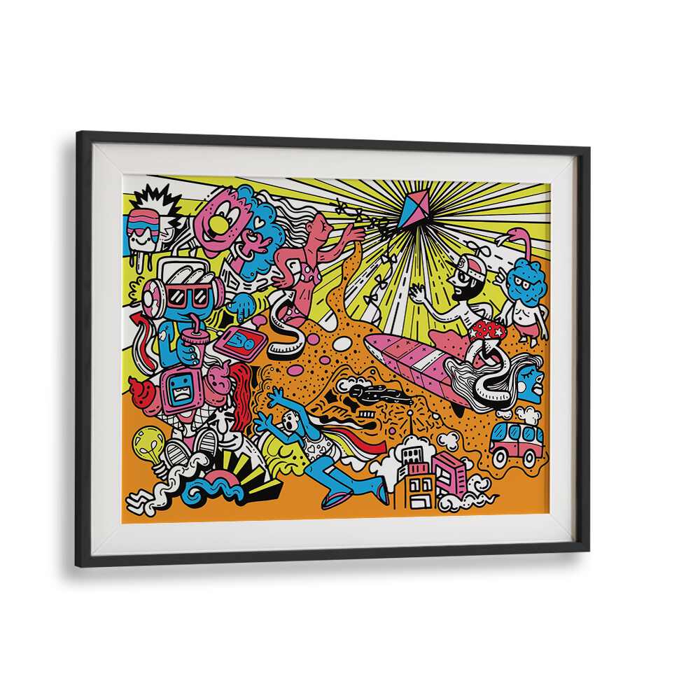 Wacky World Comic Art Artwork in Black Frame With Mount