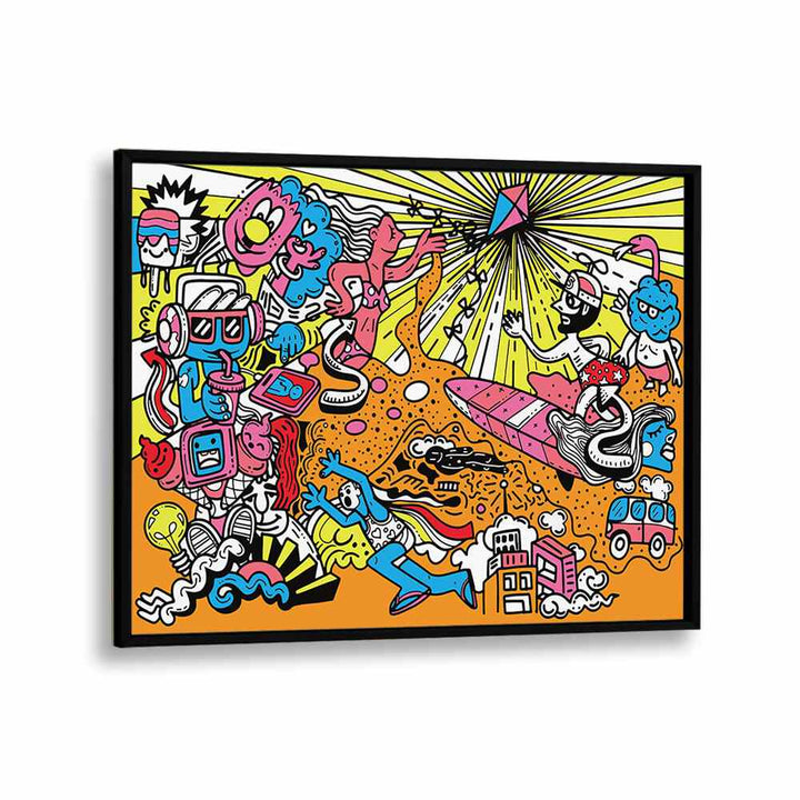 Wacky World Comic Art Artwork in Black Plain Frame