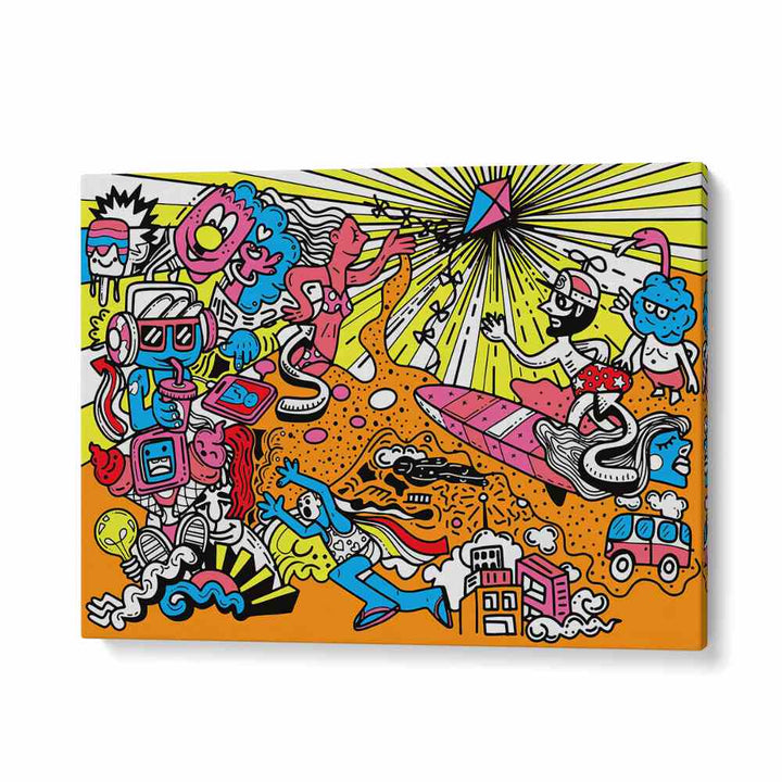 Wacky World Comic Art Artwork in Gallery Wrap