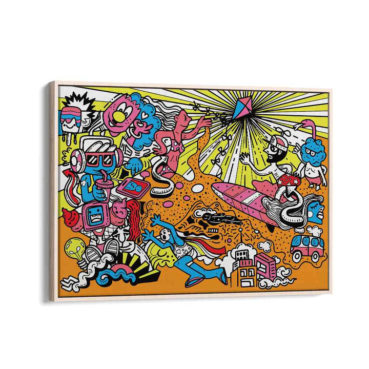 Wacky World Comic Art Artwork in Oak Wood Floater Frame