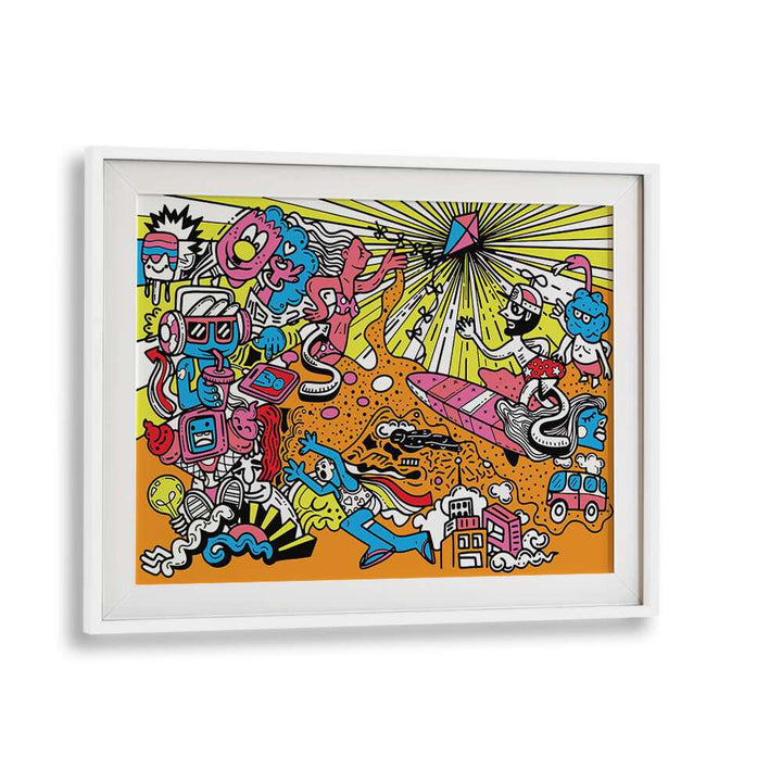 Wacky World Comic Art Artwork in White Frame With Mount