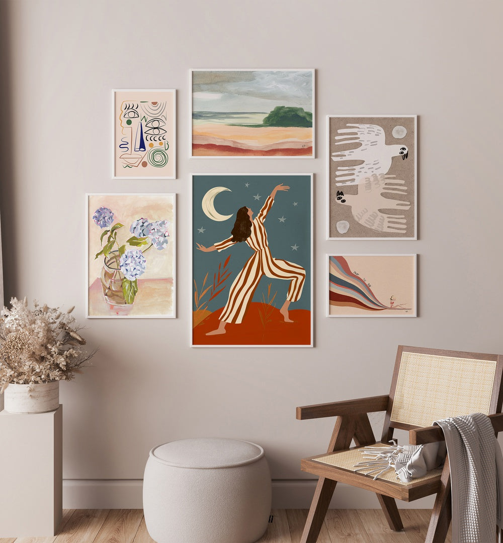 WANDERER’S MUSE GALLERY WALL showcases dreamy art celebrating travel and self-discovery from Asian Monk.