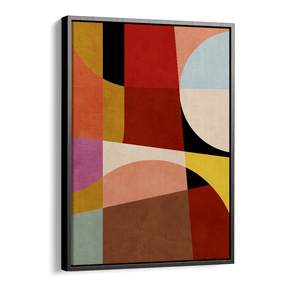 Warm Colors Bauhaus Geometry II By Dan Hob day Abstract Art Artwork in Black Floater Frame
