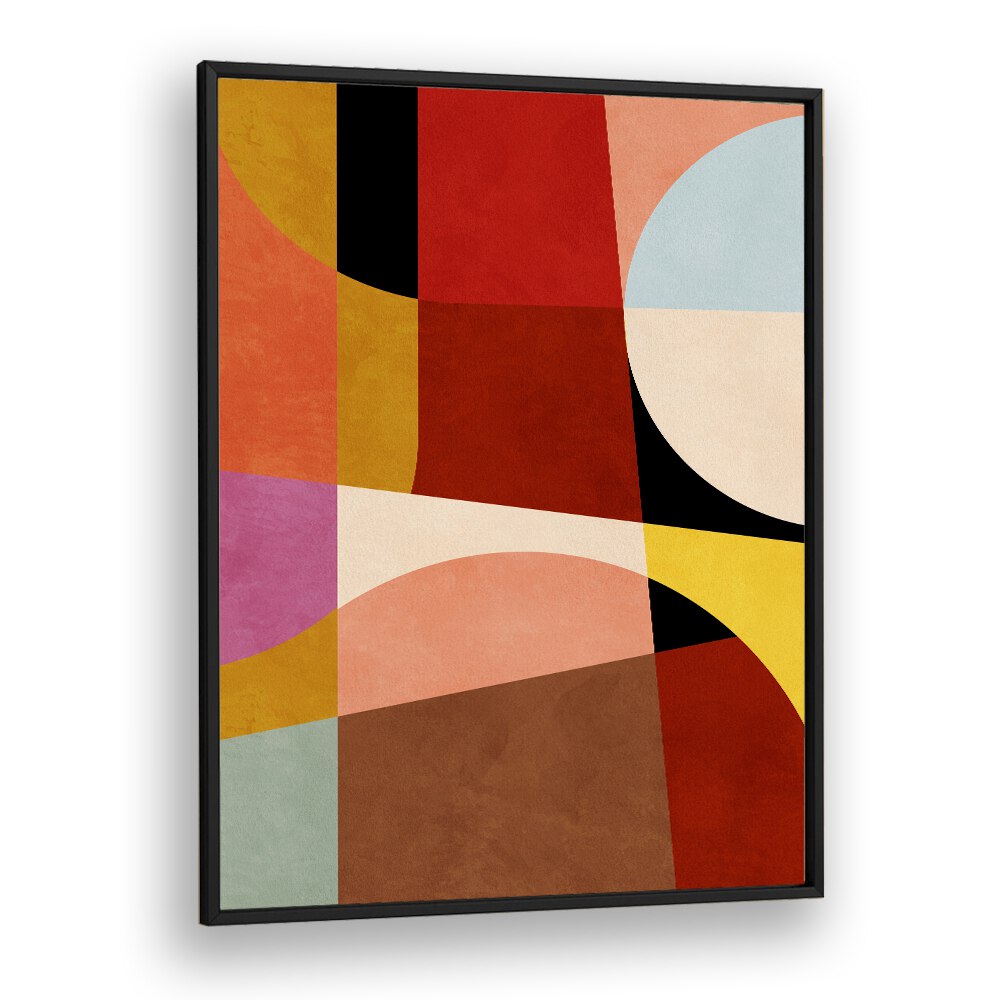 Warm Colors Bauhaus Geometry II By Dan Hob day Abstract Art Artwork in Black Plain Frame