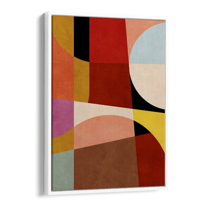 Warm Colors Bauhaus Geometry II By Dan Hob day Abstract Art Artwork  in White Floater Frame