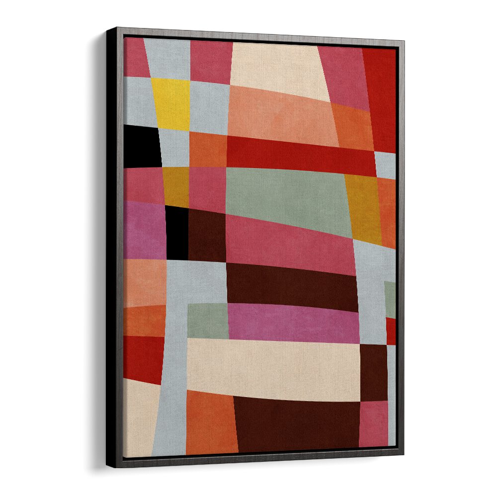 Warm Colors Bauhaus Geometry IV By Dan Hob day Abstract Art Artwork in Black Floater Frame