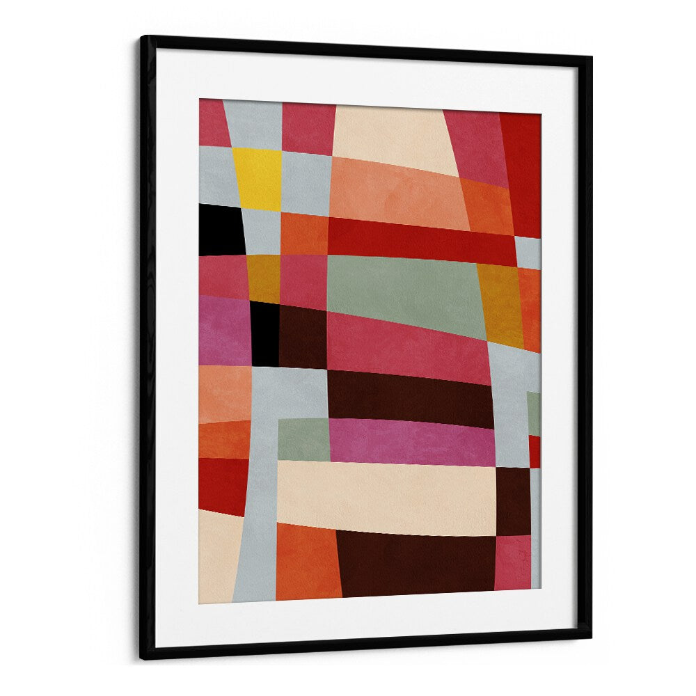 Warm Colors Bauhaus Geometry IV By Dan Hob day Abstract Art Artwork in Black Frame With Mount