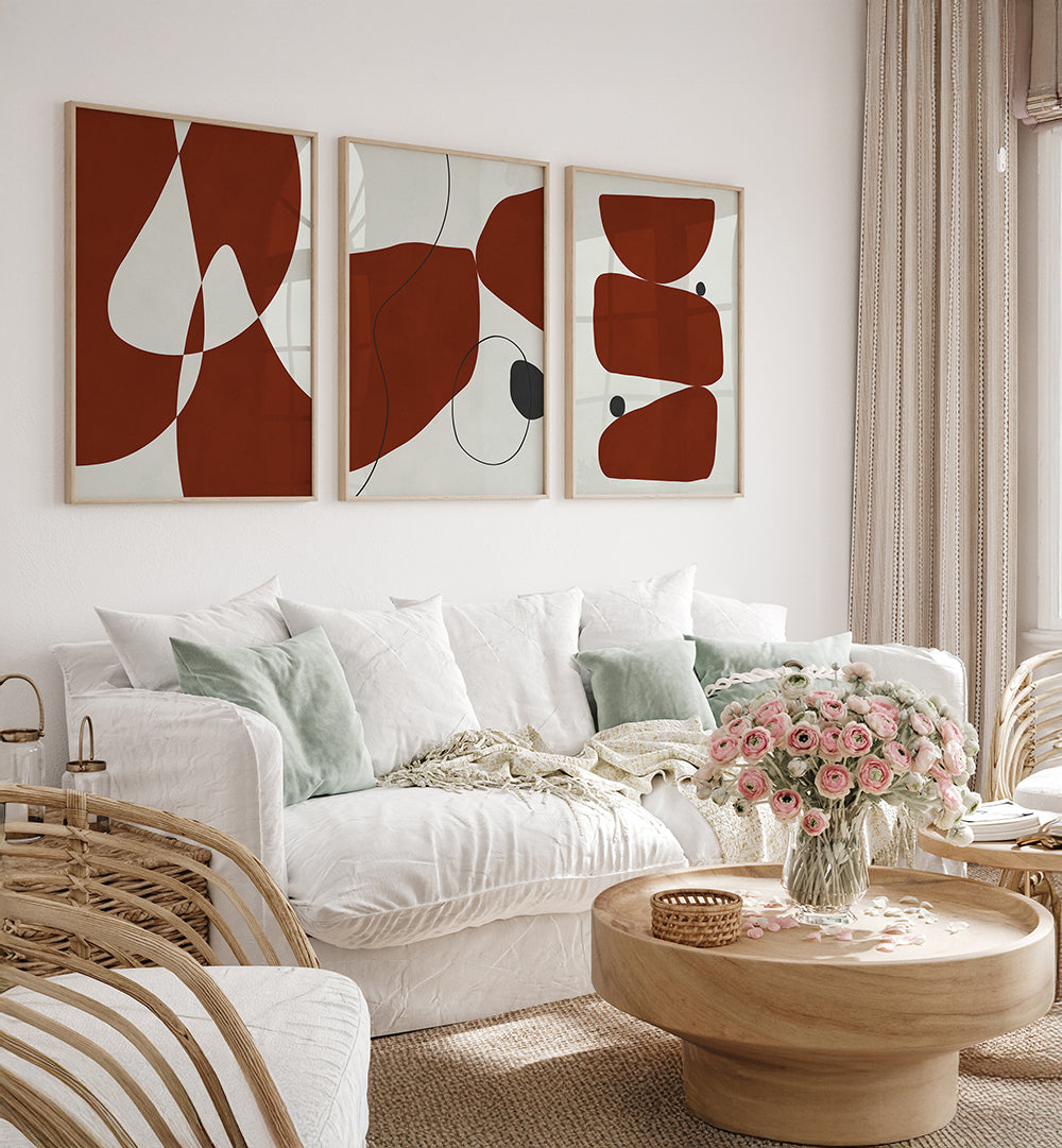 WARM CONTOURS , SET OF 3 PAINTINGS