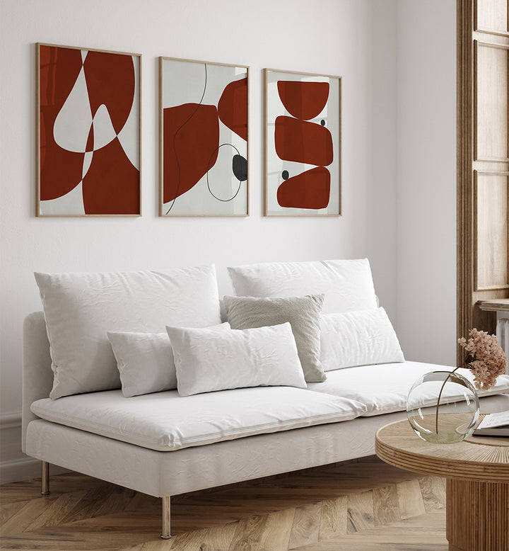 WARM CONTOURS , SET OF 3 PAINTINGS