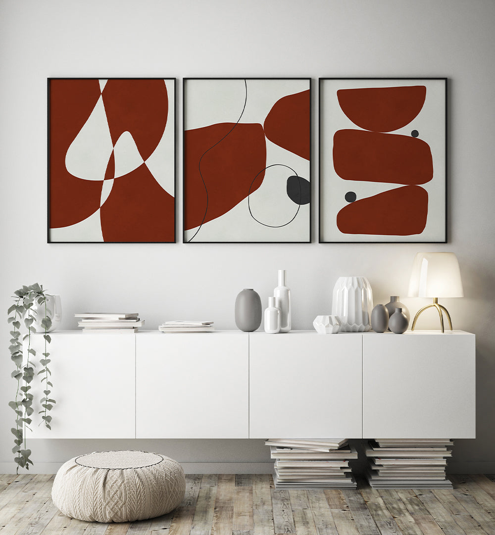WARM CONTOURS , SET OF 3 PAINTINGS