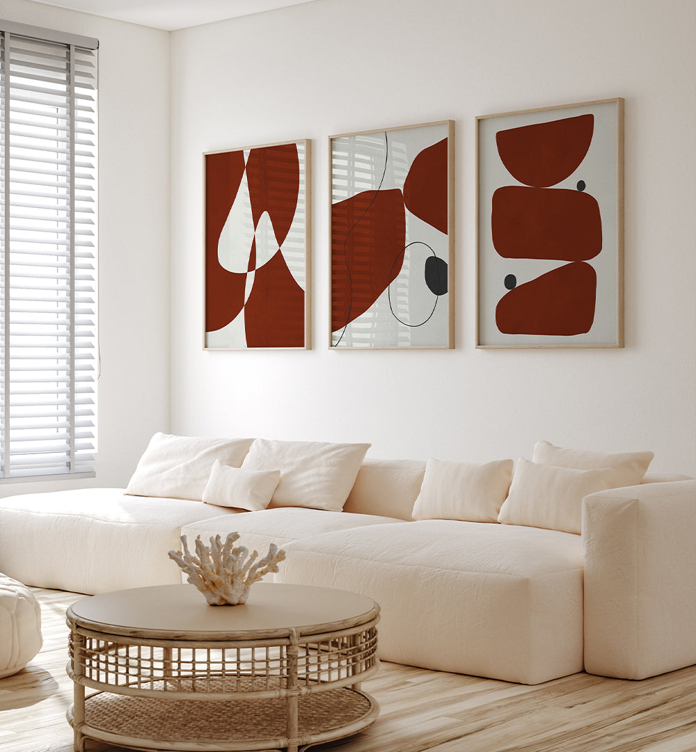 WARM CONTOURS , SET OF 3 PAINTINGS