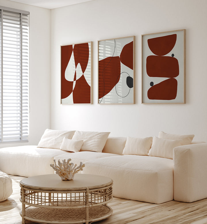 WARM CONTOURS , SET OF 3 PAINTINGS