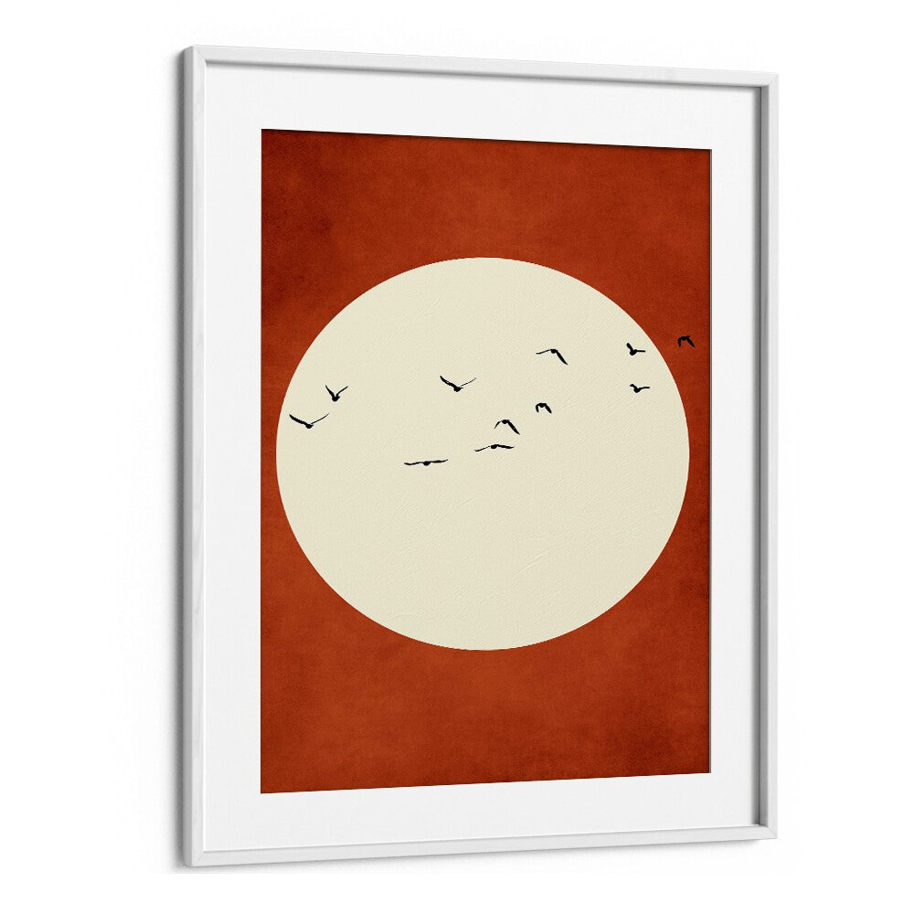 Warming Feelings Landscape Art Artwork in White Frame With Mount