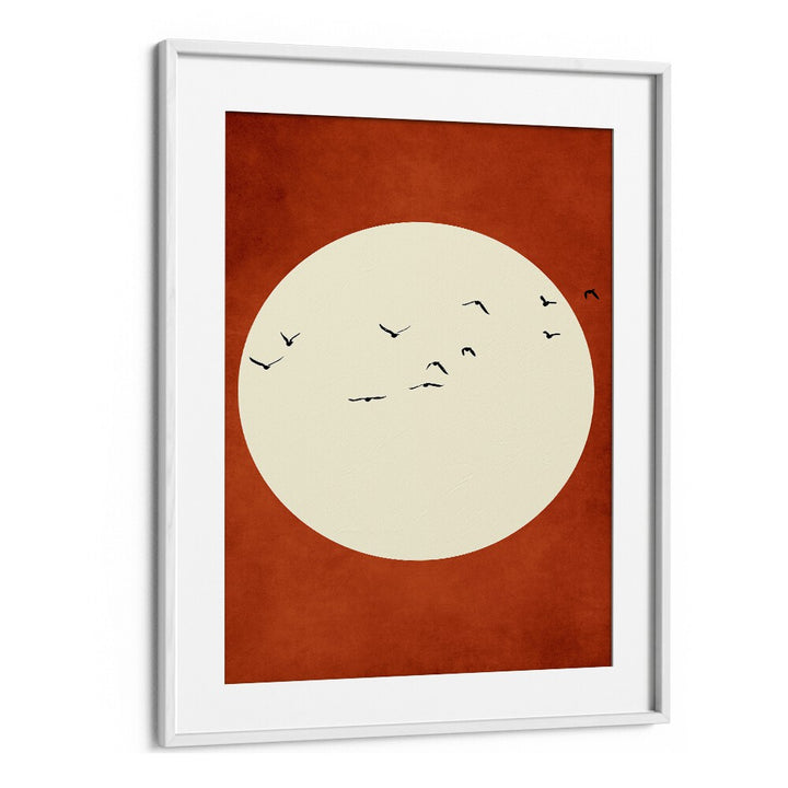 Warming Feelings Landscape Art Artwork in White Frame With Mount