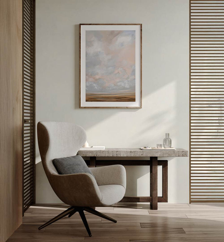 WARM OCTOBER, ABSTRACT PAINTINGS captures cozy fall vibes in a stylish living space, enhancing autumn decor.
