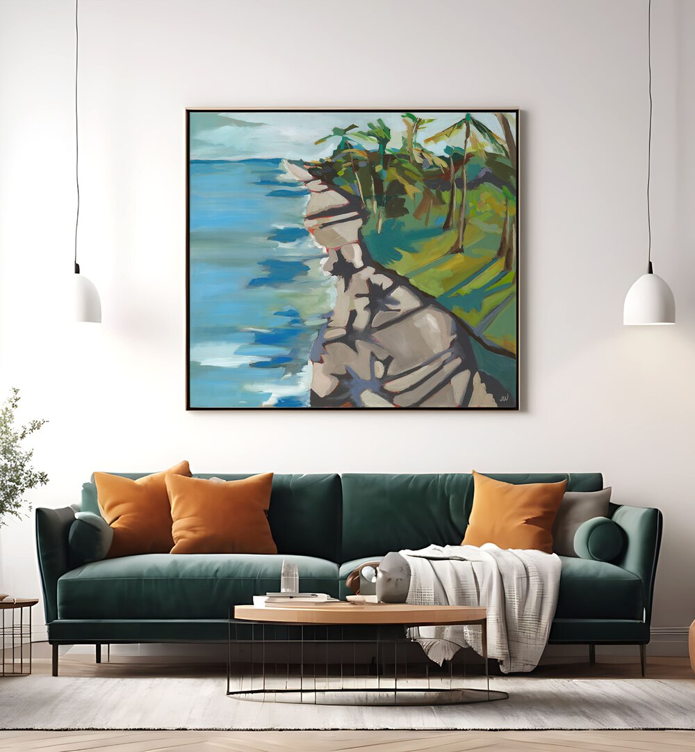Stunning WATER II, LANDSCAPE PAINTINGS showcase vibrant abstract art that enhances your space with tranquility.