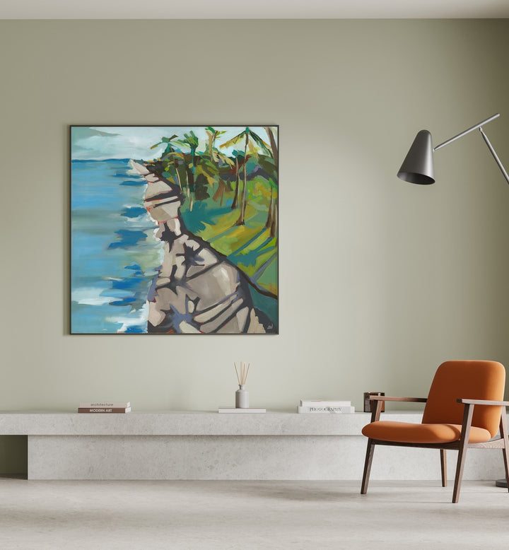 Bright abstract landscape painting from the WATER II, LANDSCAPE PAINTINGS collection, perfect for serene home decor.