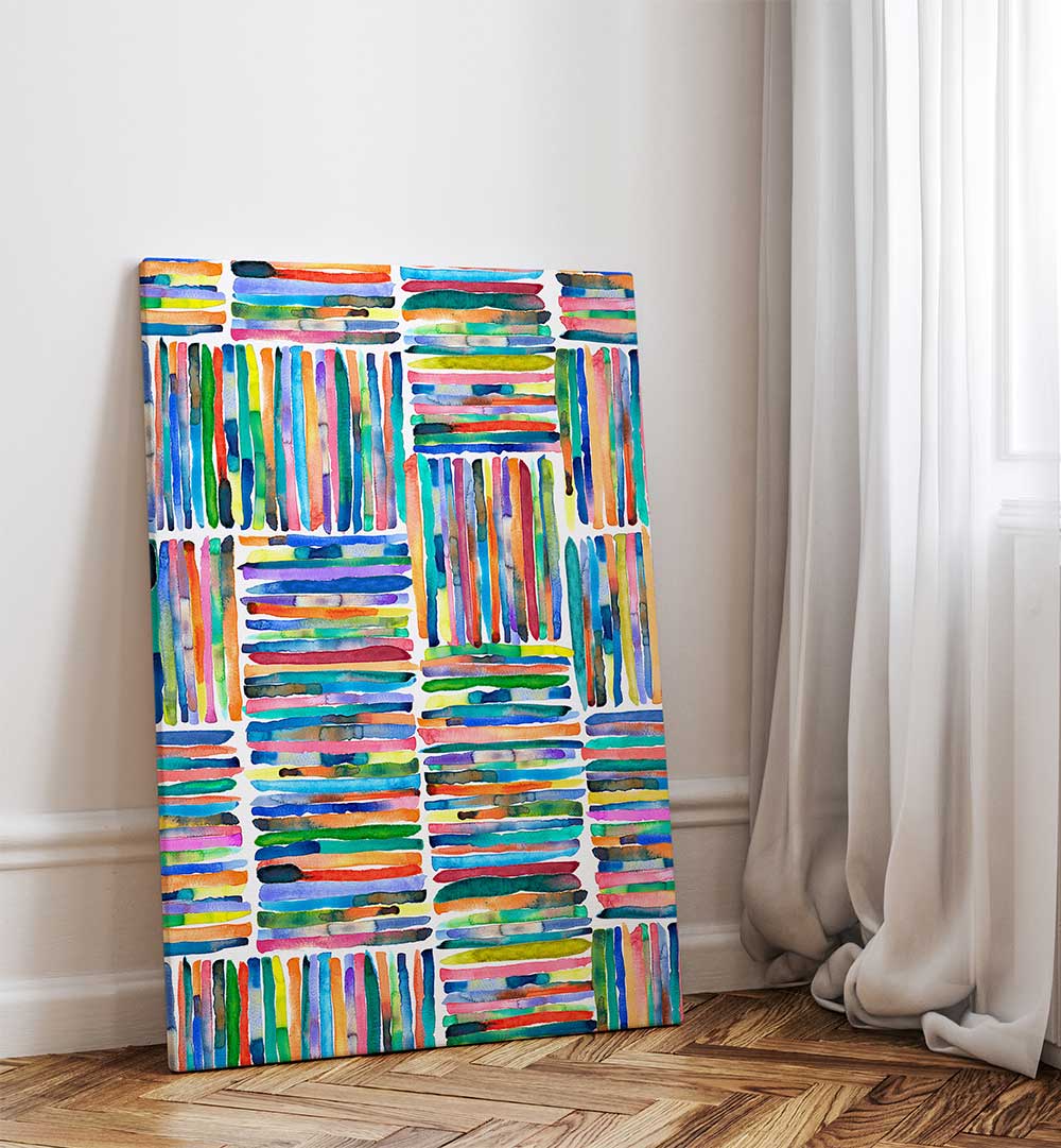 WATERCOLOR COLORFUL HANDPAINTED STRIPES , ABSTRACT PAINTINGS
