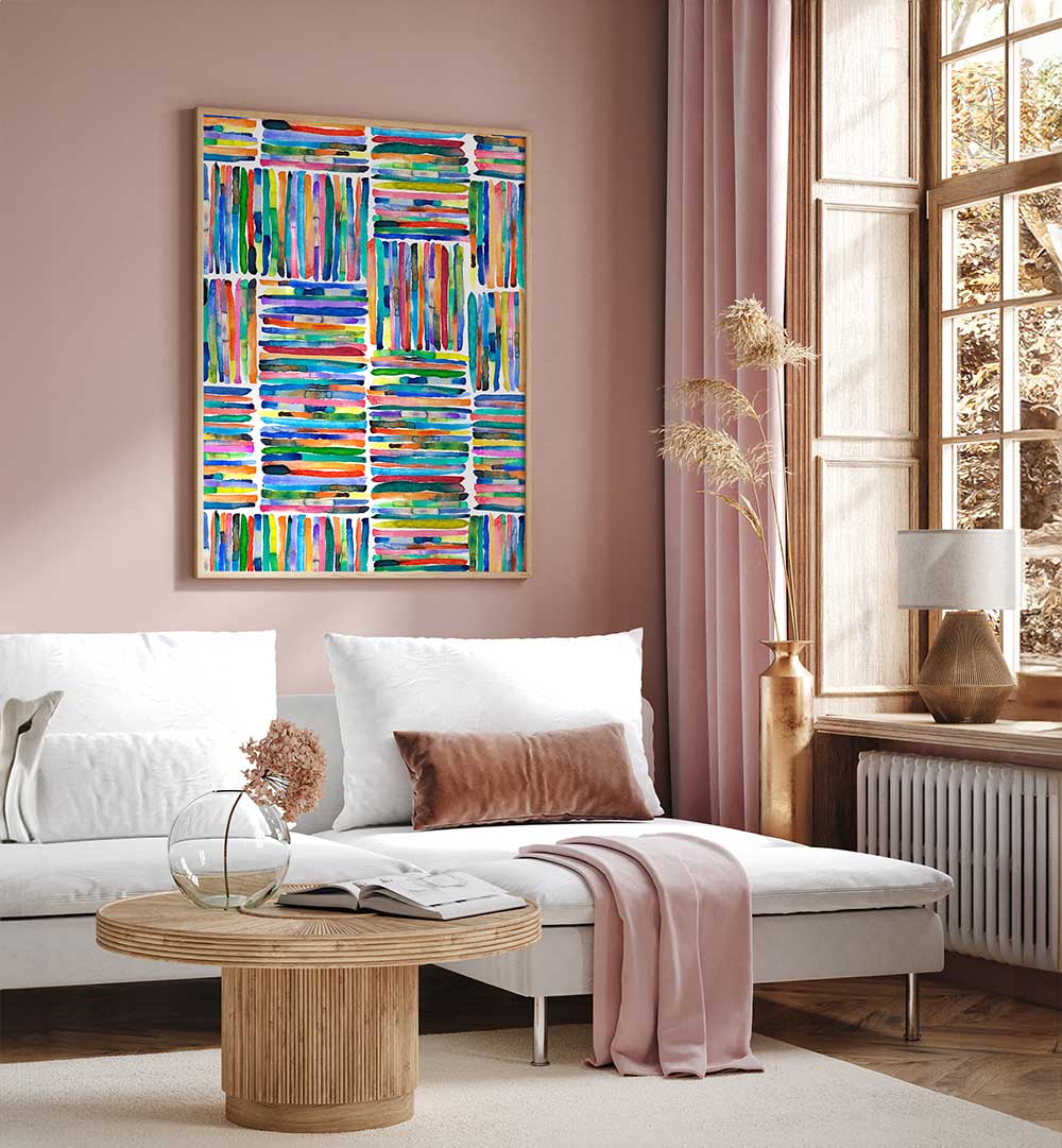 WATERCOLOR COLORFUL HANDPAINTED STRIPES , ABSTRACT PAINTINGS