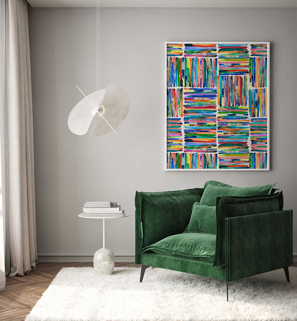 WATERCOLOR COLORFUL HANDPAINTED STRIPES , ABSTRACT PAINTINGS