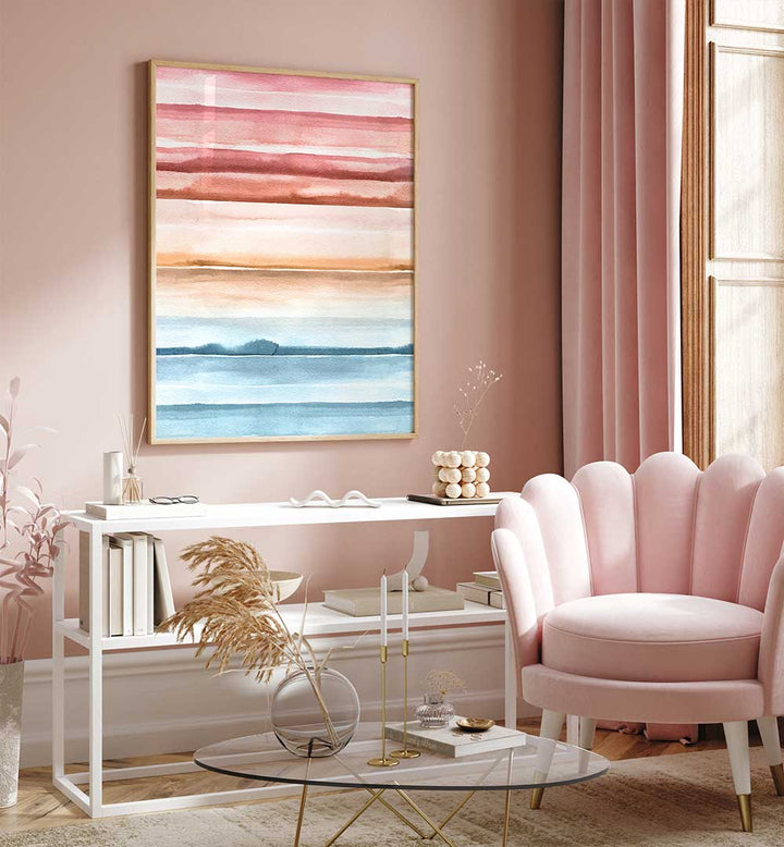 WATERCOLOR STRIPES SUMMER SUNSET II , ABSTRACT PAINTINGS