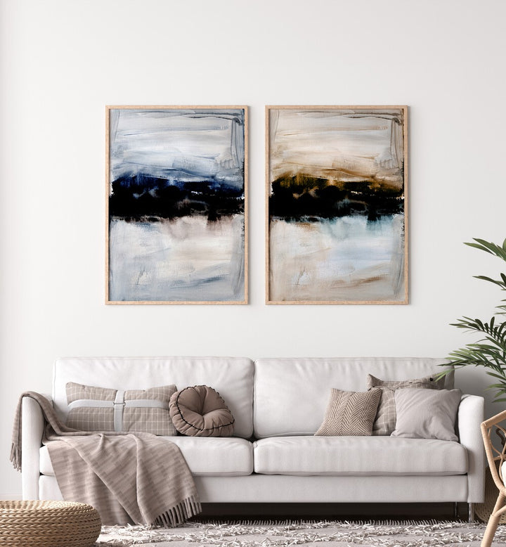 WATERCOLOURS ABSTRACTION SET , SET OF 2 PAINTINGS