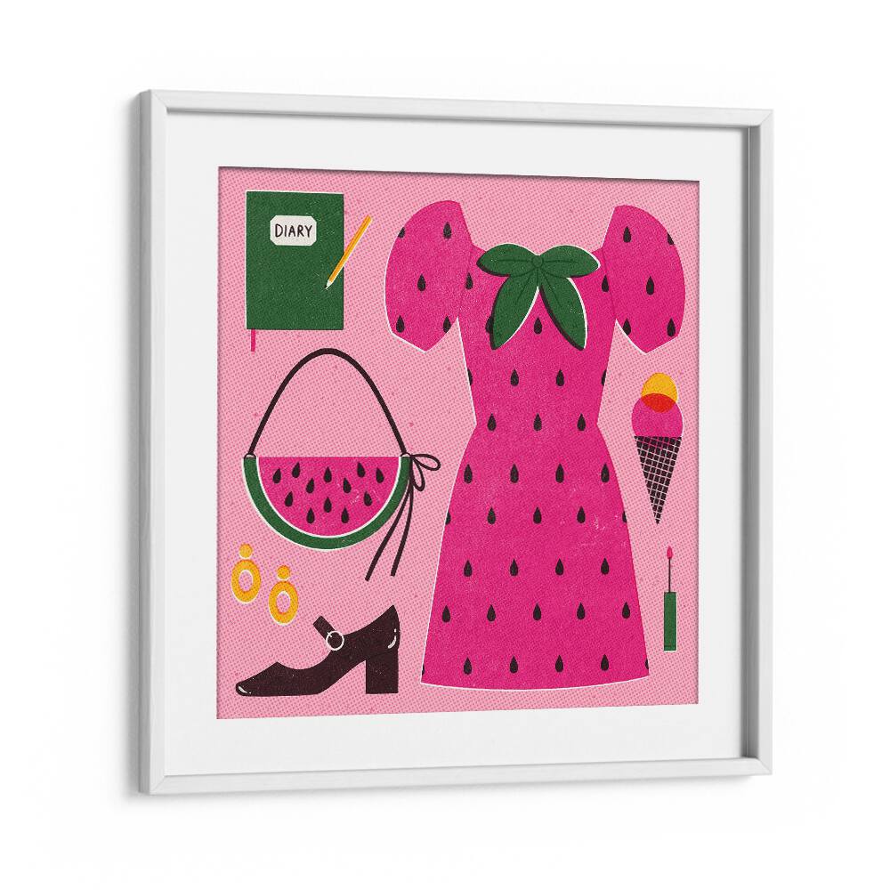 Watermelon By Julia Leister Fashion Art Artwork in White Frame With Mount