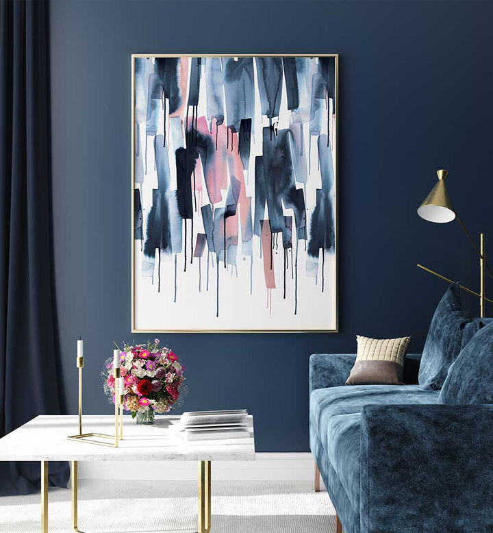 WATERY STRIPES NAVY PINK , ABSTRACT PAINTINGS