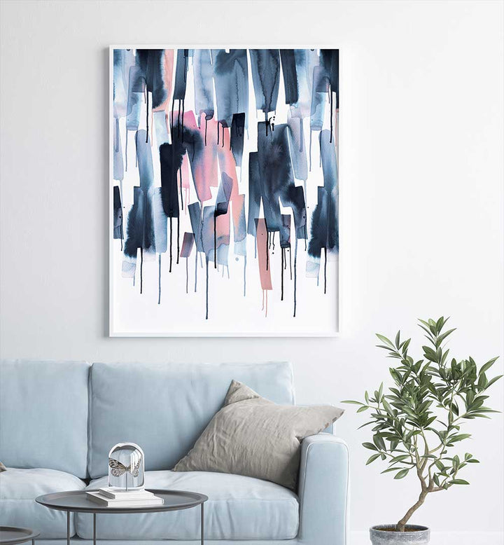 WATERY STRIPES NAVY PINK , ABSTRACT PAINTINGS