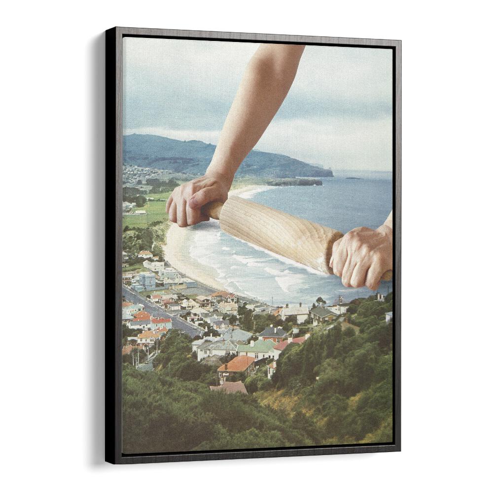 Waves Roller Surreal Art Artwork in Black Floater Frame
